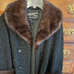 Vintage Lambswool Coat with Mink Trim
